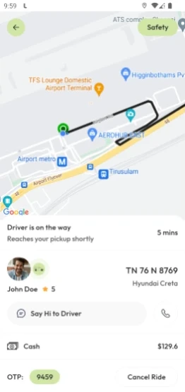 Driver tracking and live navigation on map
